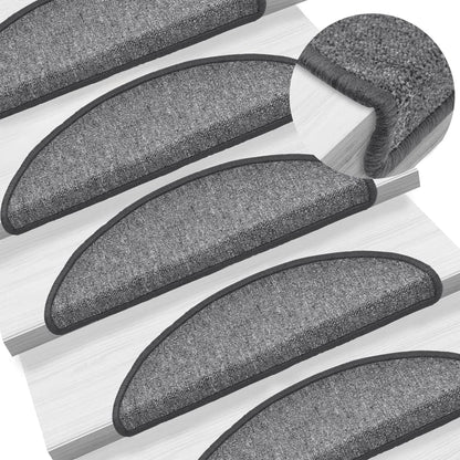 Tappetini per scale 15 pz 56x17x3 cm Grigio scuro Semicircolari