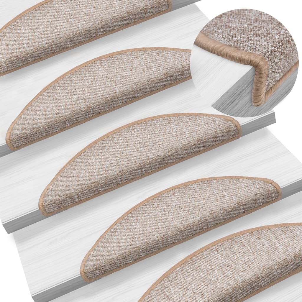 Tappetini per scale 15 pz 56x17x3 cm Marrone chiaro Semicircolari