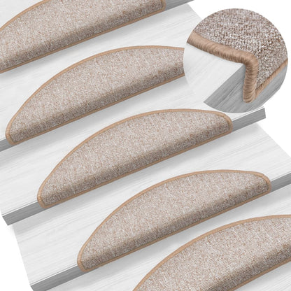 Tappetini per scale 15 pz 56x17x3 cm Marrone chiaro Semicircolari