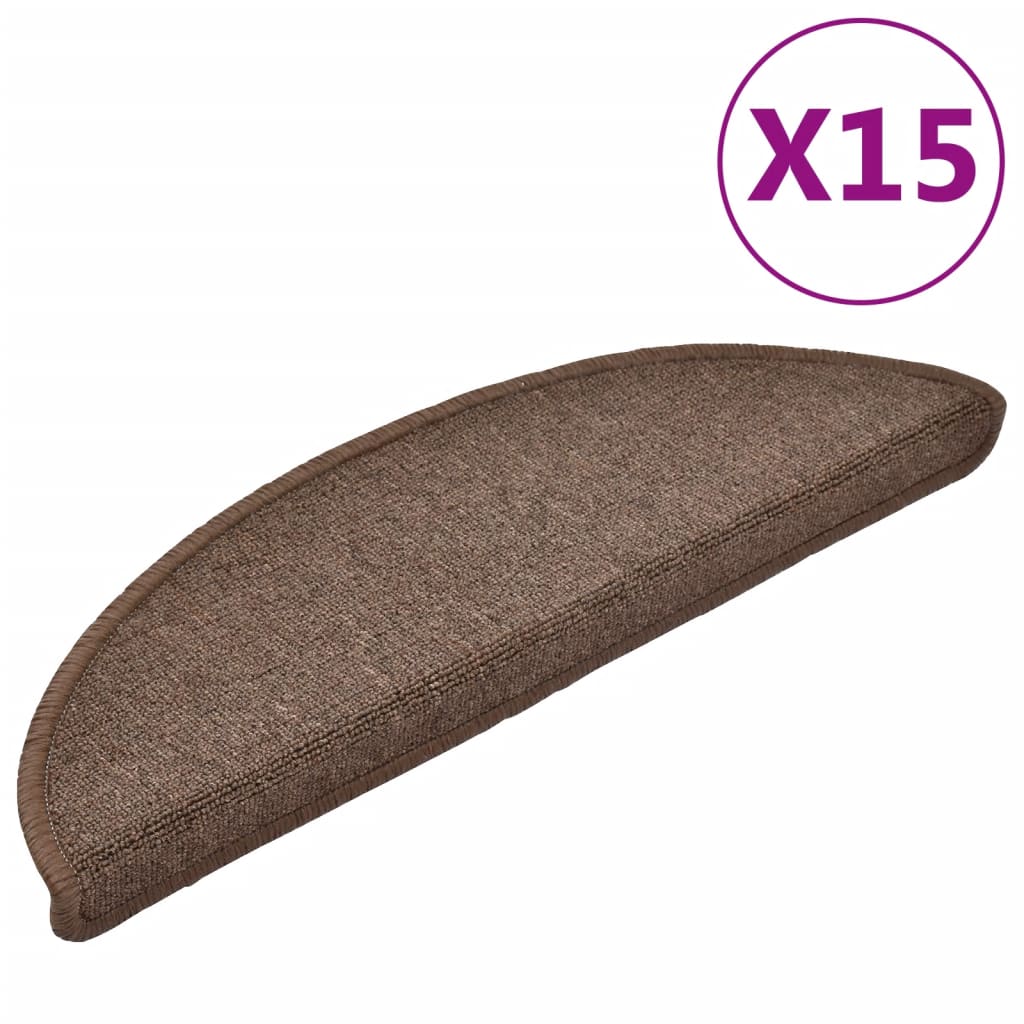 Tappetini per scale 15 pz 56x17x3 cm Marrone caffÃƒÆ’Ã‚Â¨ Semicircolari