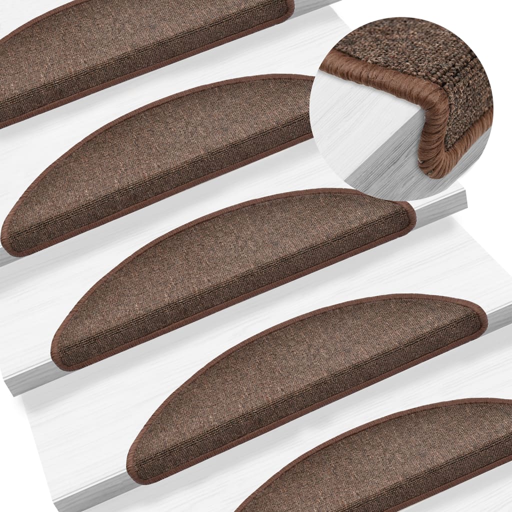 Tappetini per scale 15 pz 56x17x3 cm Marrone caffÃƒÆ’Ã‚Â¨ Semicircolari