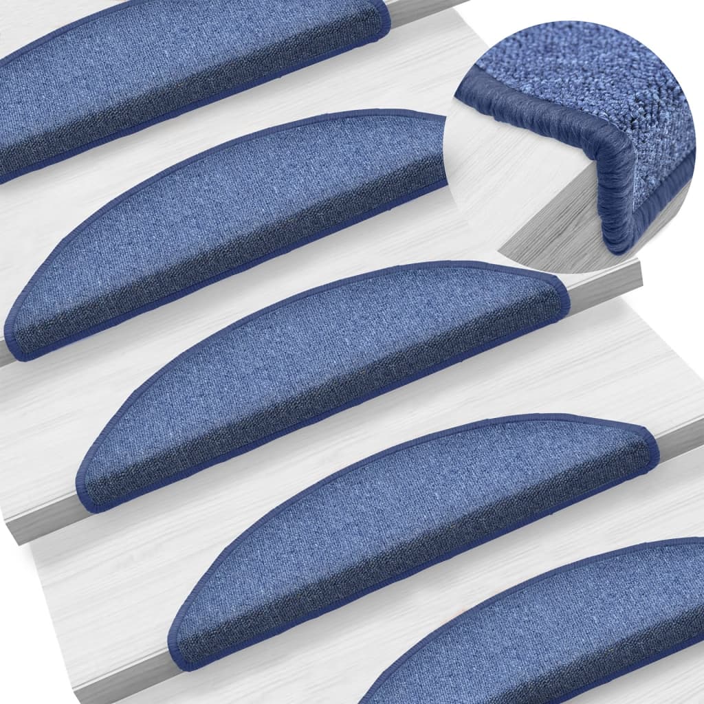 Tappetini per scale 15 pz 56x17x3 cm blu semicircolari