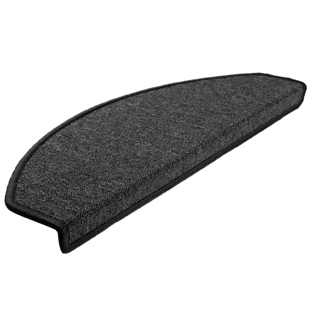 Tappetini per scale 15 pz 65x24x4 cm Antracite Semicircolari Grandi