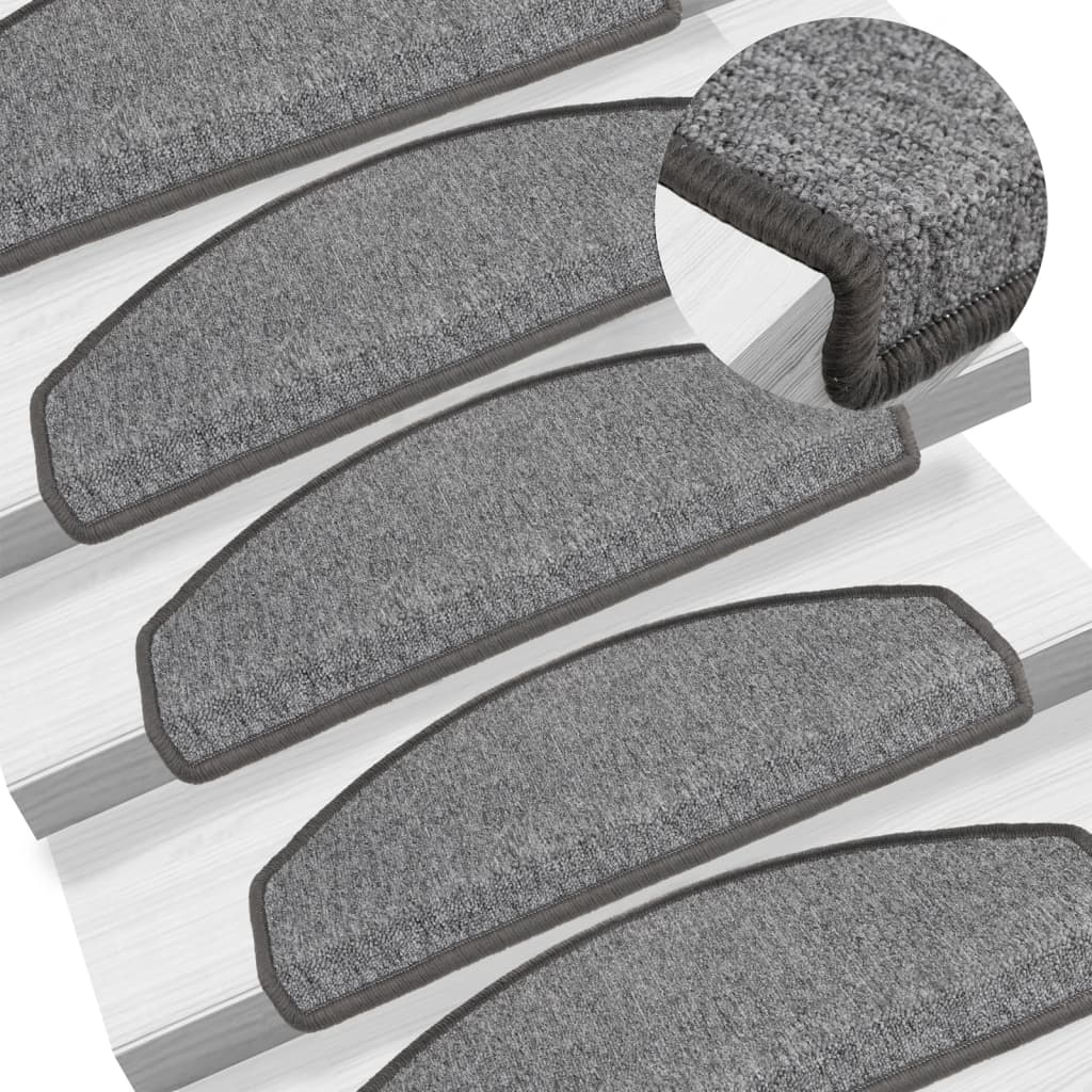 Tappetini per scale 15 pz 65x24x4 cm Grigio scuro Semicircolari Grandi