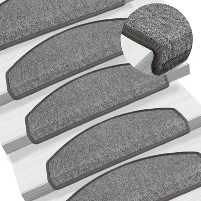 Tappetini per scale 15 pz 65x24x4 cm Grigio scuro Semicircolari Grandi