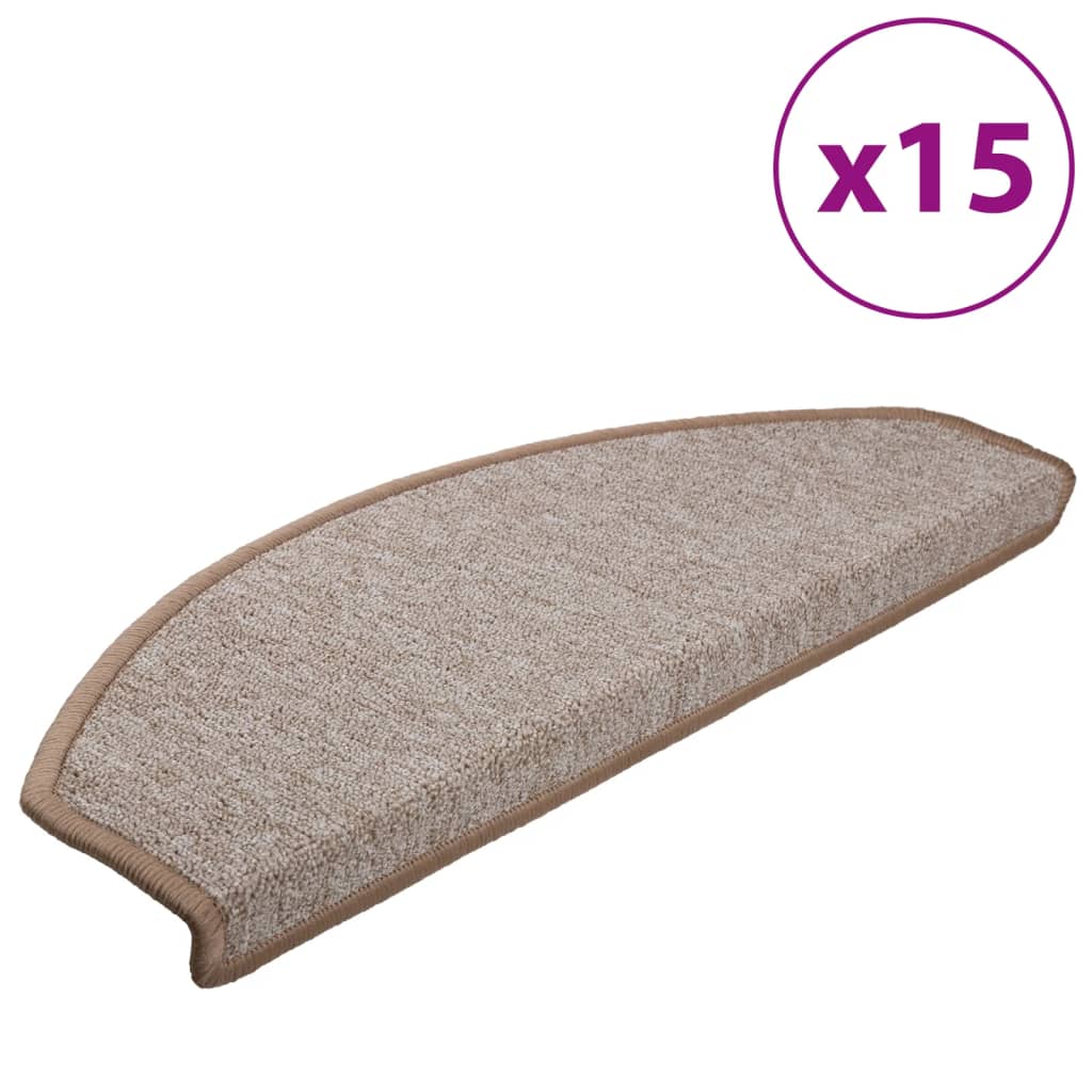 Tappetini per scale 15 pz 65x24x4 cm Marrone chiaro Semicircolari Grandi