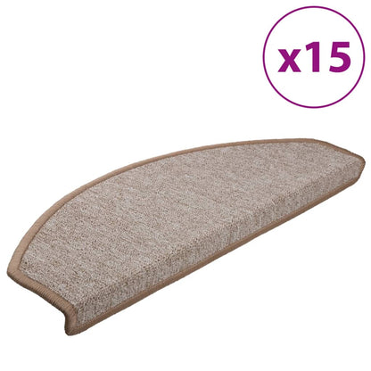 Tappetini per scale 15 pz 65x24x4 cm Marrone chiaro Semicircolari Grandi