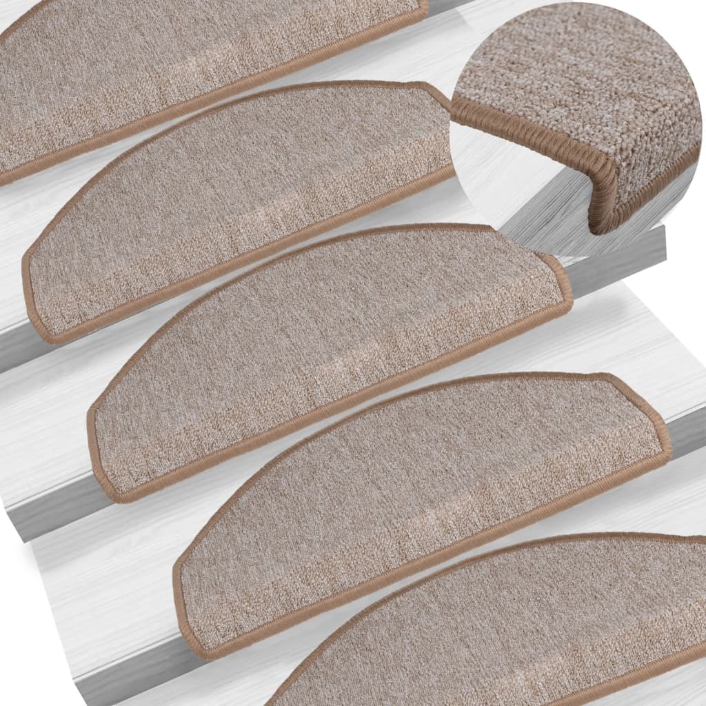 Tappetini per scale 15 pz 65x24x4 cm Marrone chiaro Semicircolari Grandi