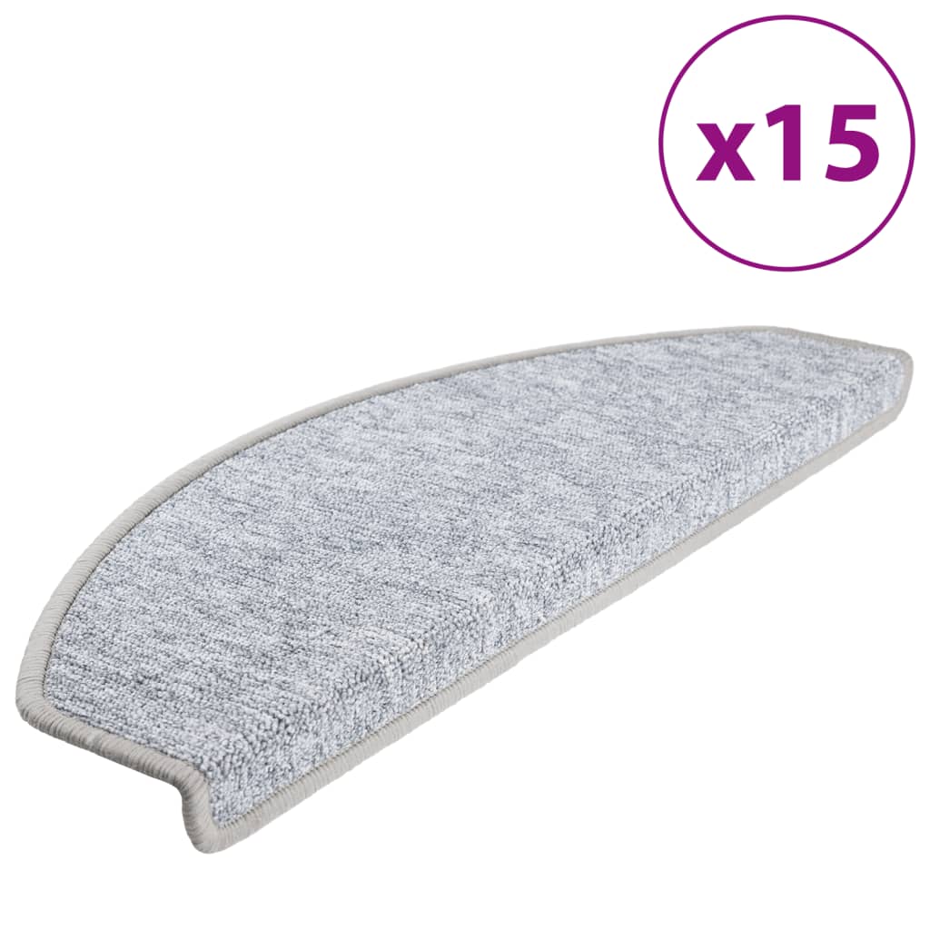 Tappetini per Scale 15 pz Grigio Chiaro 65x24x4 cm