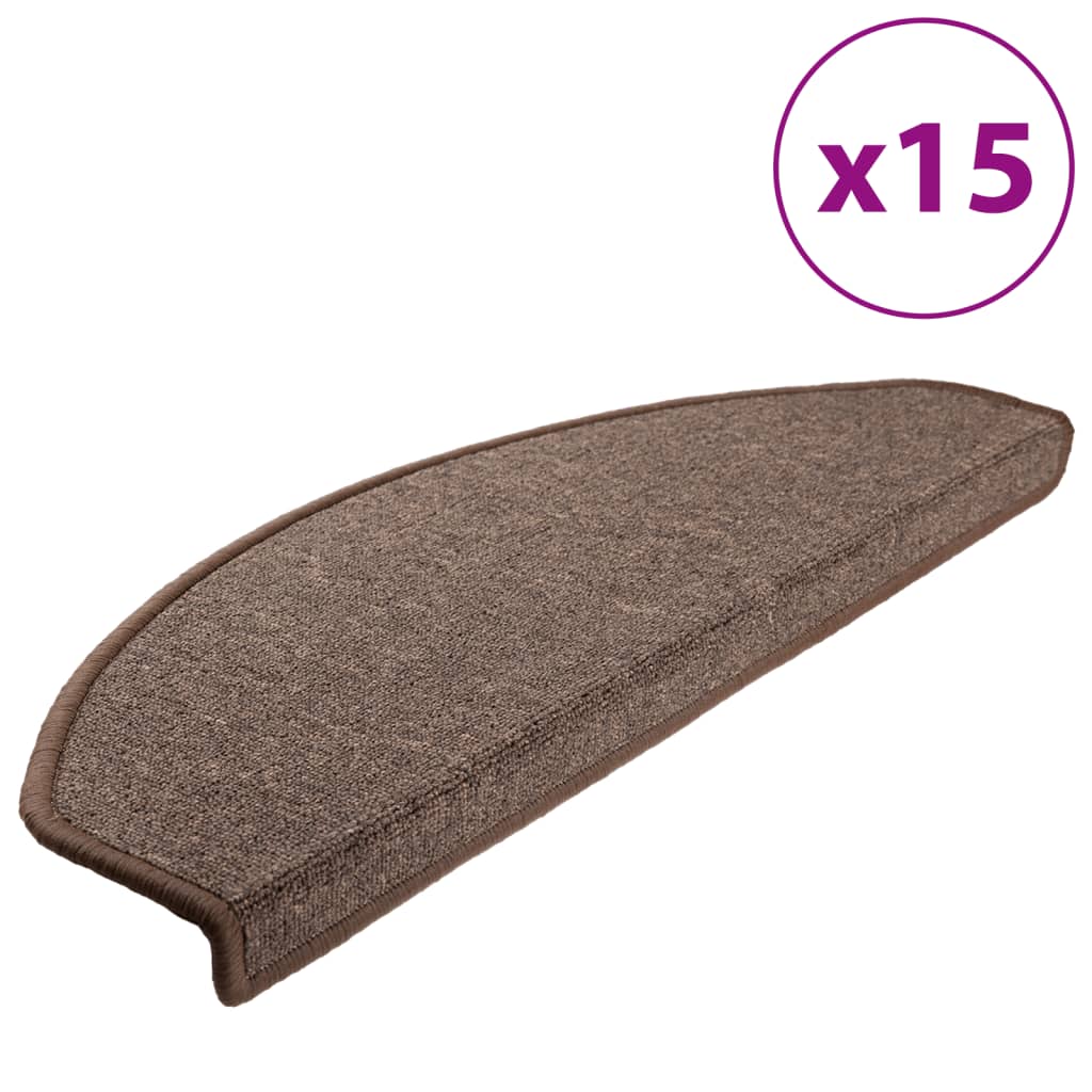 Tappetini per scale 15 pz 65x24x4 cm Marrone caffÃ¨ Semicircolari Grandi