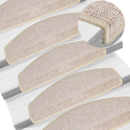 Tappetini per scale 15 pz 65x24x4 cm tortora semicircolari grandi