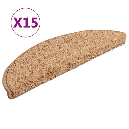 Tappetini per scale 15 pz 56x17x3 cm Beige Semicircolari