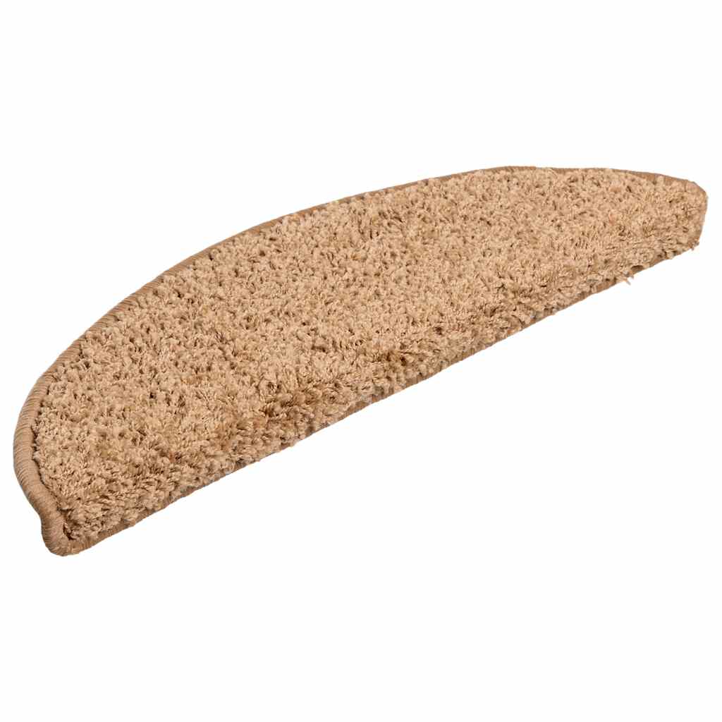 Tappetini per scale 15 pz 56x17x3 cm Beige Semicircolari