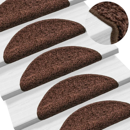 Tappetini per scale 15 pz 56x17x3 cm Marrone Semicircolari