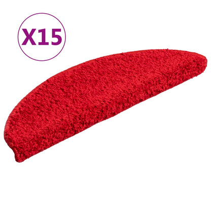 Tappetini per scale 15 pz 56x17x3 cm Rossi semicircolari