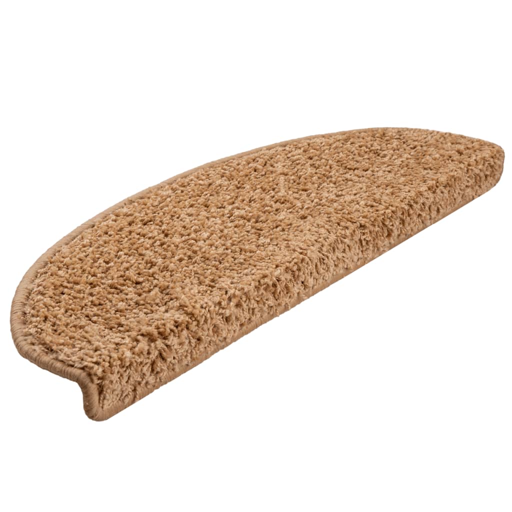 Tappetini per scale 15 pz 65x21x4 cm Beige Semicircolari Grandi