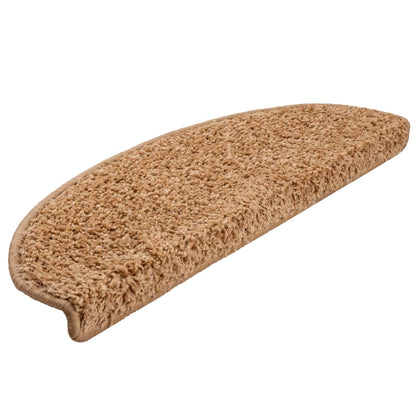 Tappetini per scale 15 pz 65x21x4 cm Beige Semicircolari Grandi