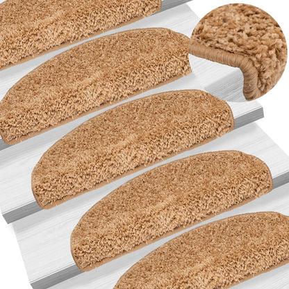 Tappetini per scale 15 pz 65x21x4 cm Beige Semicircolari Grandi