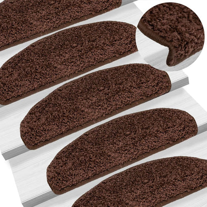 Tappetini per scale 15 pz 65x21x4 cm Marrone Semicircolari Grandi