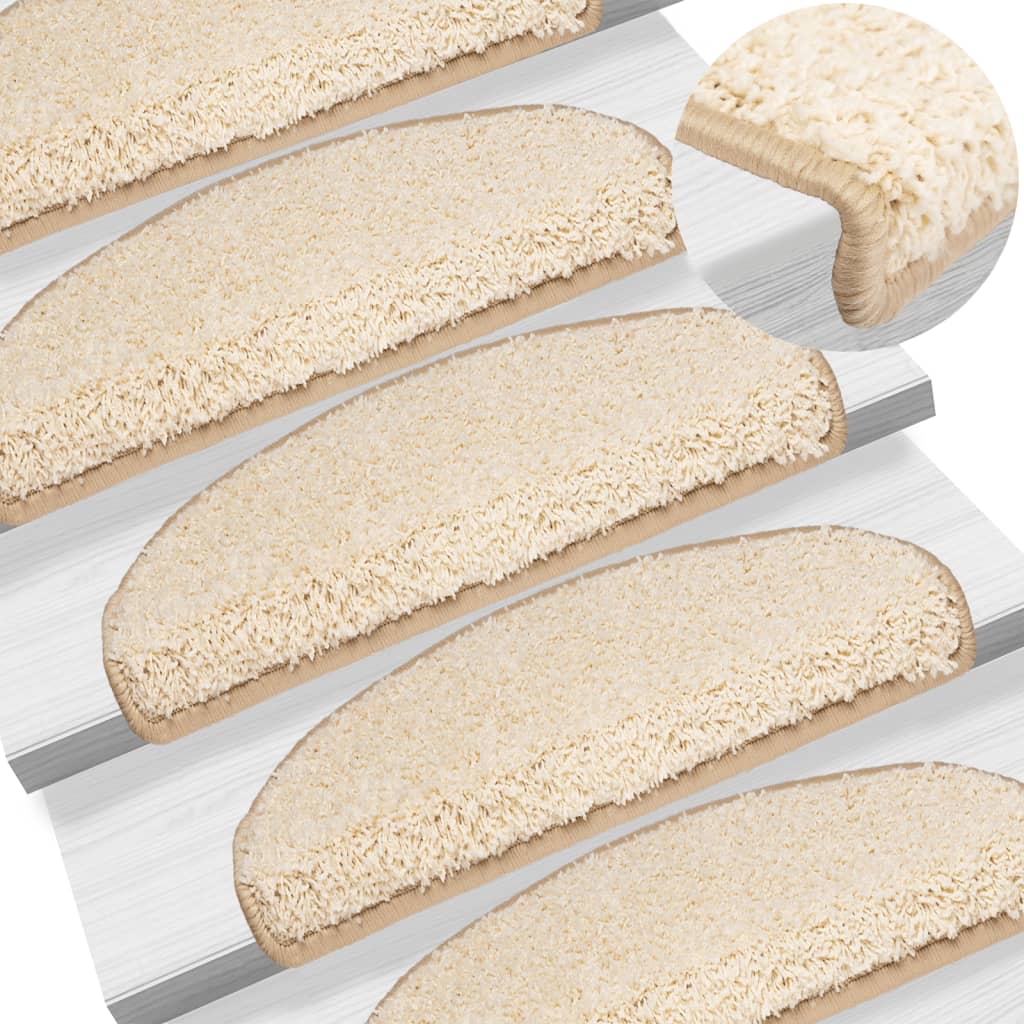 Tappetini per scale 15 pz 65x21x4 cm Crema Semicircolari Grandi