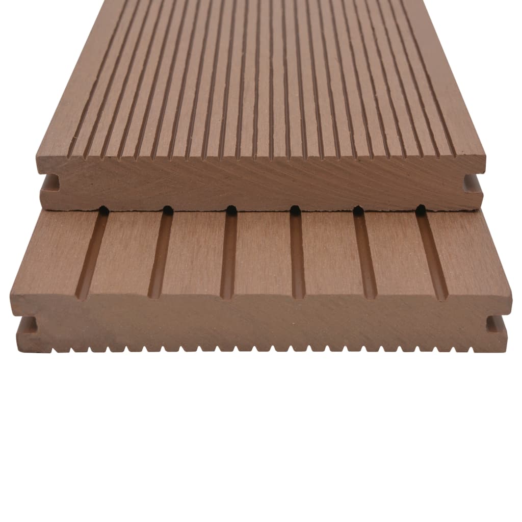 Pavimento Esterni WPC Pieno Accessori 16m² 2,2m Marrone Chiaro