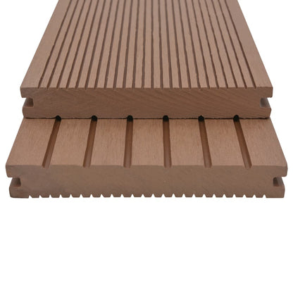 Pavimento Esterni WPC Pieno Accessori 16m² 2,2m Marrone Chiaro