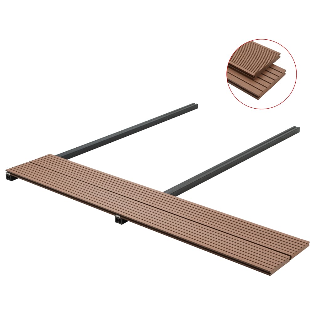 Pavimento Esterni WPC Pieno Accessori 26m² 2,2m Marrone Chiaro