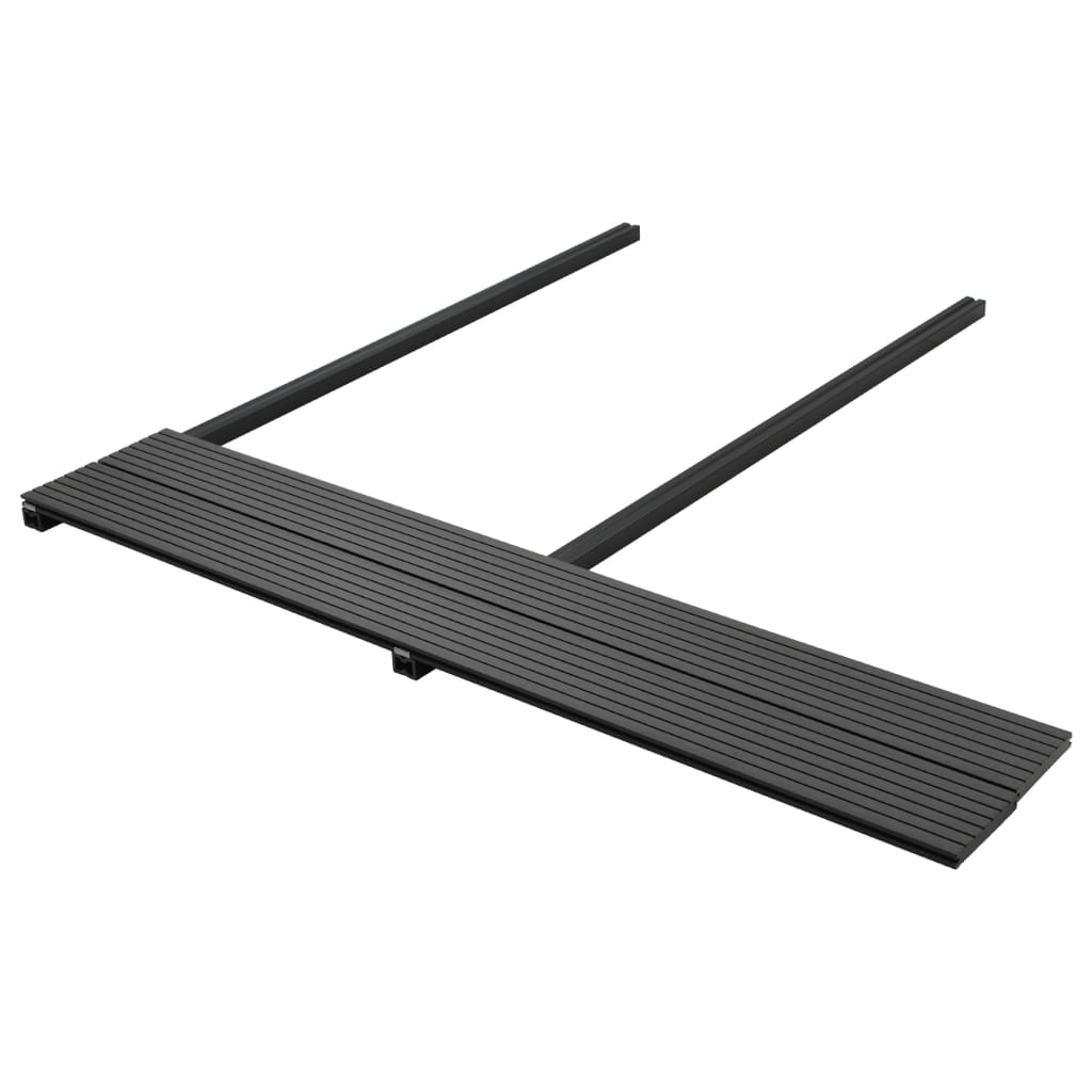 Pavimento per Esterni in WPC Pieno Accessori 20 m² 2,2 m Nero