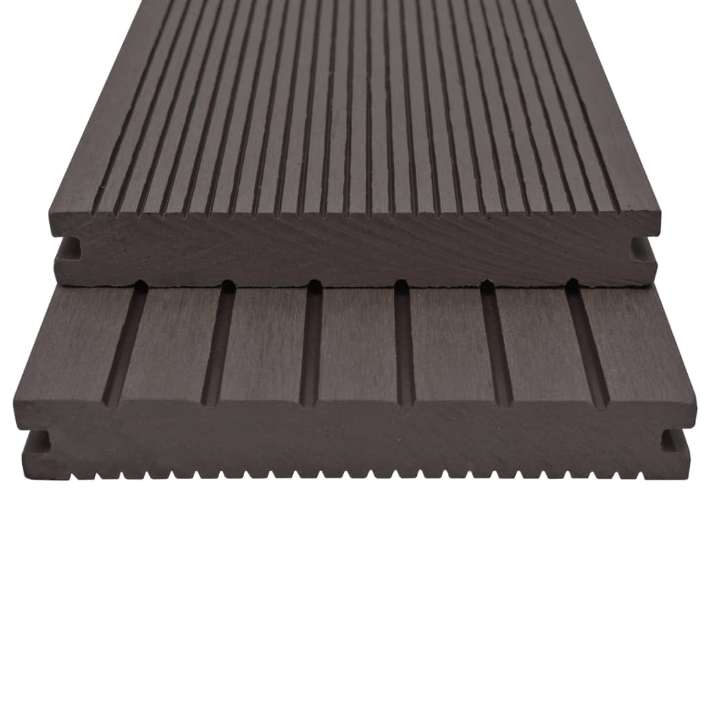 Pavimento Esterni WPC Pieno Accessori 10m² 2,2m Marrone Scuro