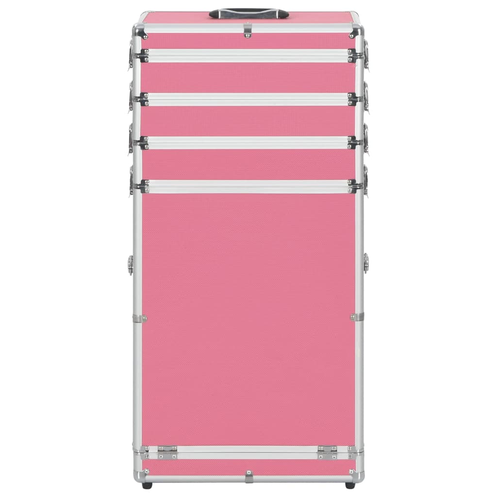 Valigia Trolley per Cosmetici in Alluminio Rosa