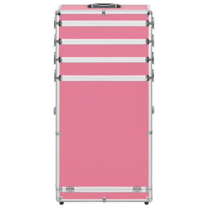 Valigia Trolley per Cosmetici in Alluminio Rosa