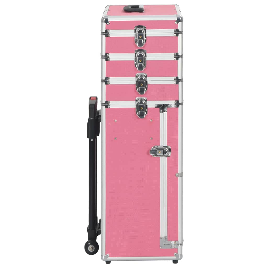 Valigia Trolley per Cosmetici in Alluminio Rosa