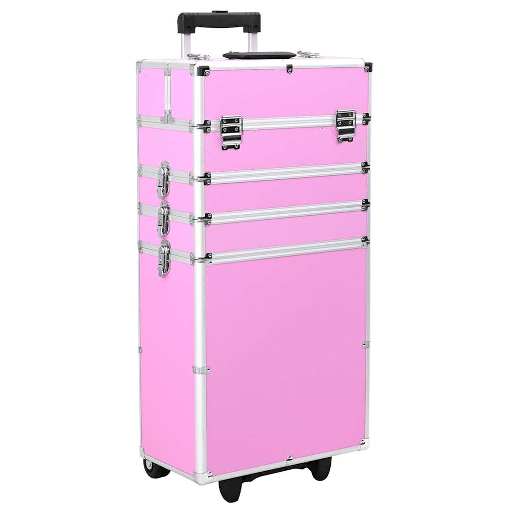 Valigia Trolley per Cosmetici Alluminio Rosa