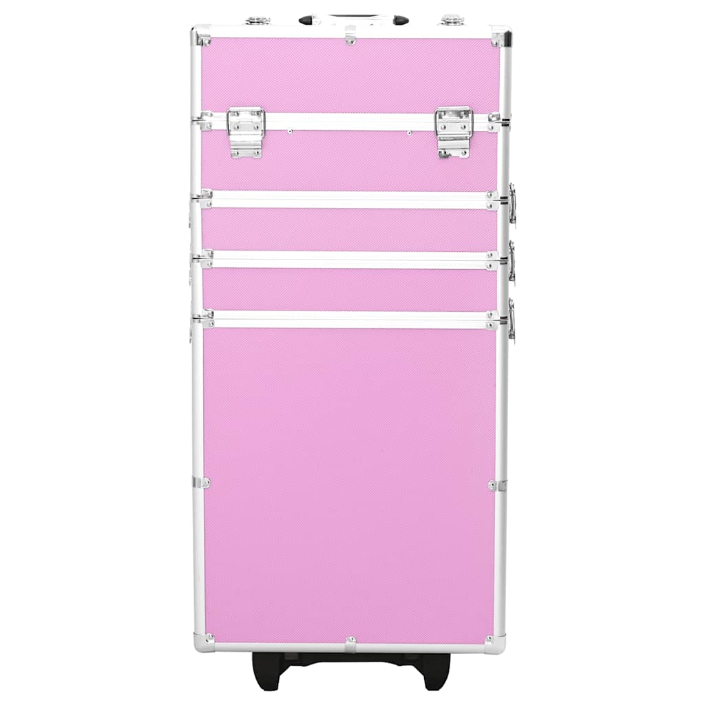 Valigia Trolley per Cosmetici Alluminio Rosa