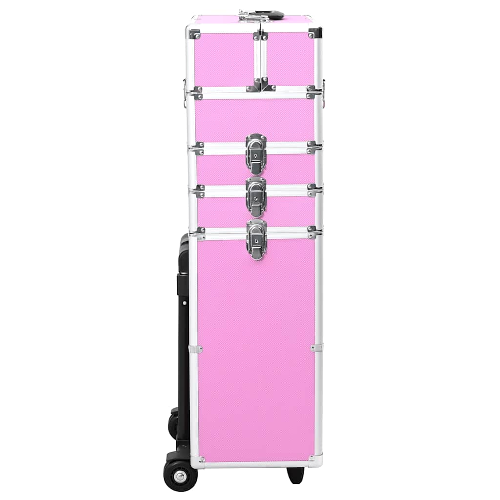 Valigia Trolley per Cosmetici Alluminio Rosa