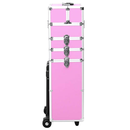 Valigia Trolley per Cosmetici Alluminio Rosa