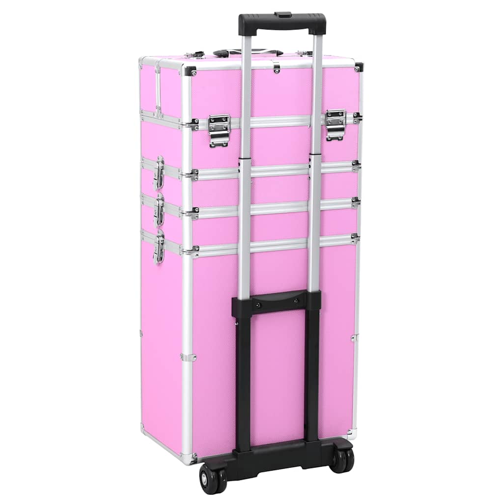Valigia Trolley per Cosmetici Alluminio Rosa