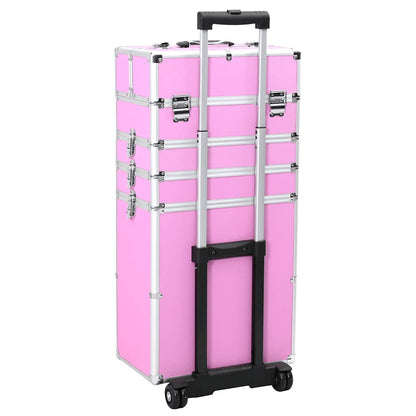 Valigia Trolley per Cosmetici Alluminio Rosa