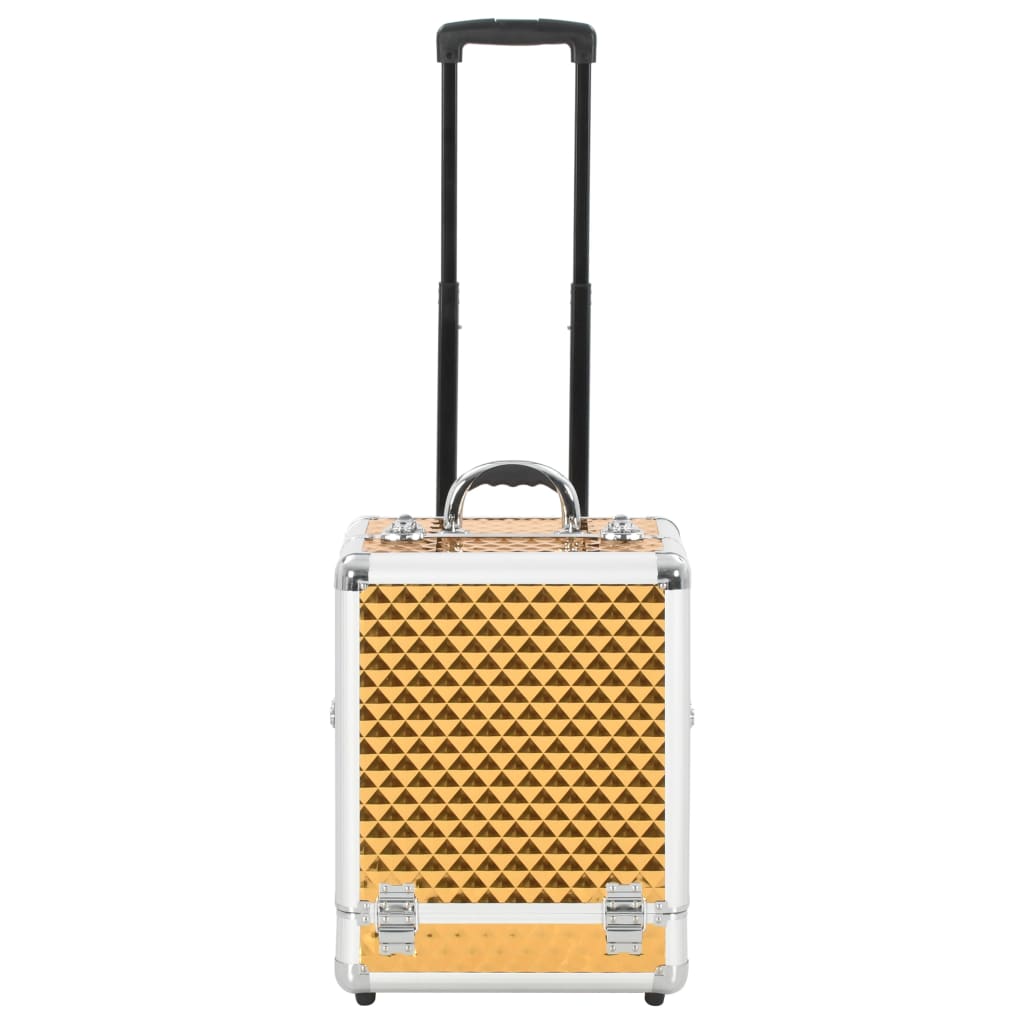 Valigia Trolley per Cosmetici 35x29x45 cm Oro in Alluminio