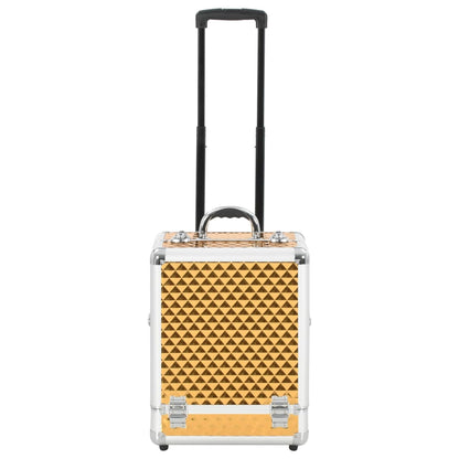 Valigia Trolley per Cosmetici 35x29x45 cm Oro in Alluminio