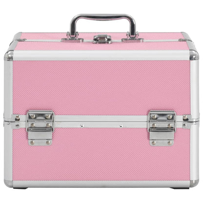 Valigia per Cosmetici 22x30x21 cm Rosa in Alluminio