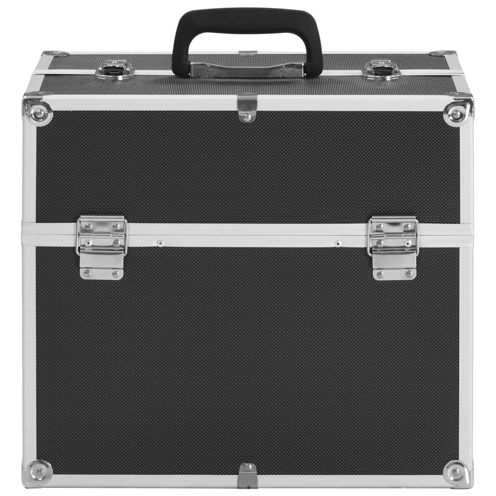 Valigia per Cosmetici 37x24x35 cm Nera in Alluminio
