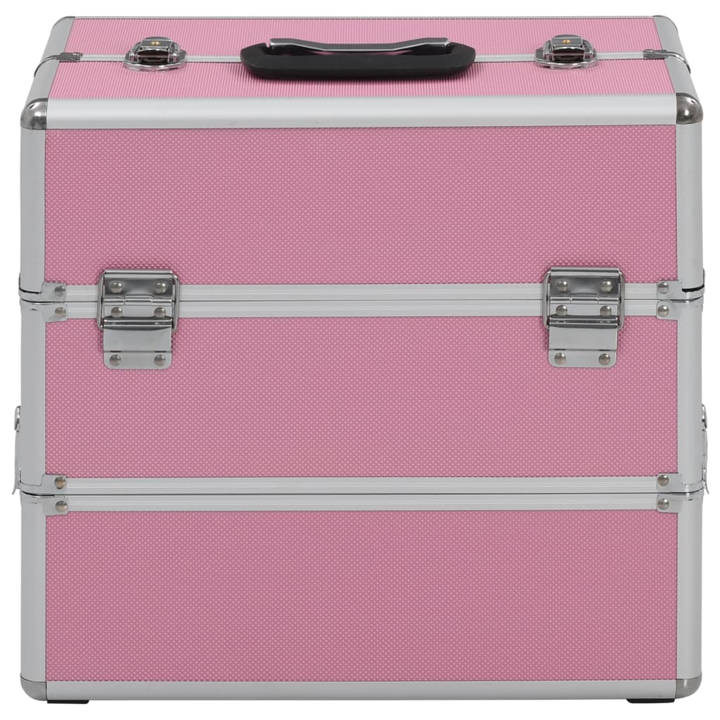 Valigia per Cosmetici 37x24x35 cm Rosa in Alluminio