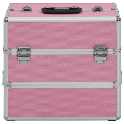 Valigia per Cosmetici 37x24x35 cm Rosa in Alluminio
