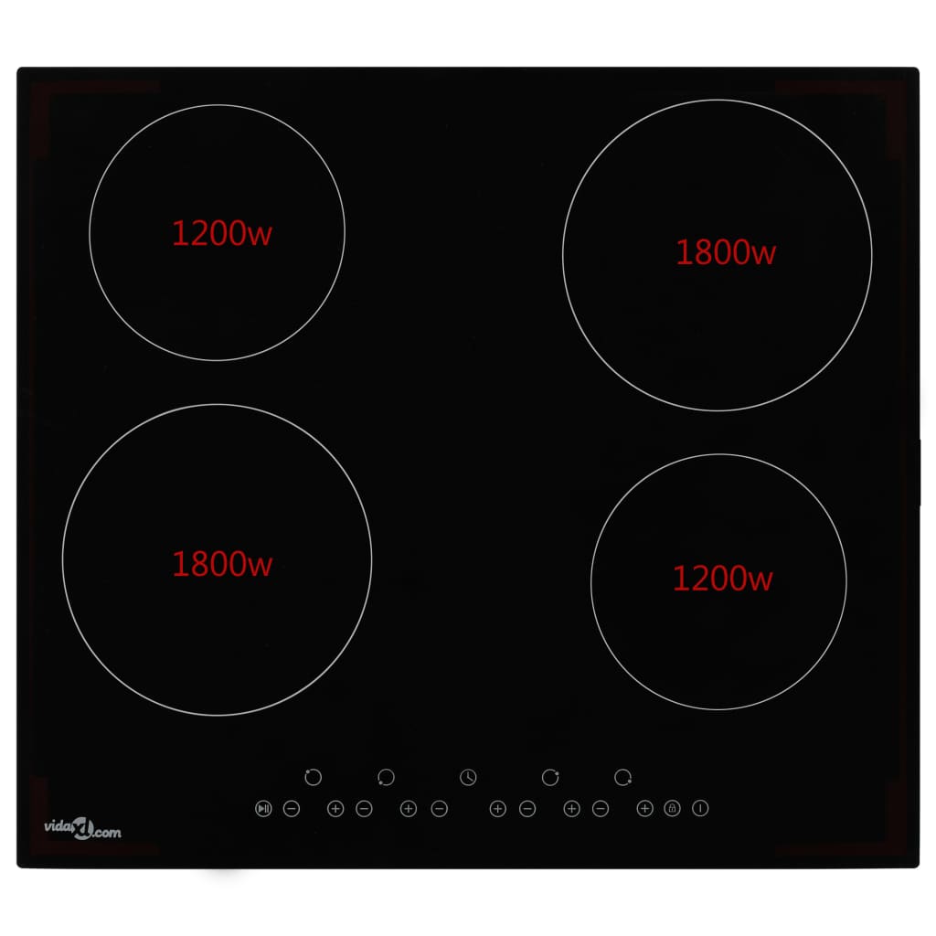 Piano Cottura in Ceramica con 4 Zone e Controlli Touch 6000 W