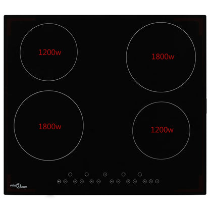 Piano Cottura in Ceramica con 4 Zone e Controlli Touch 6000 W