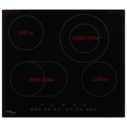 Piano Cottura in Ceramica con 4 Zone e Controlli Touch 6600 W
