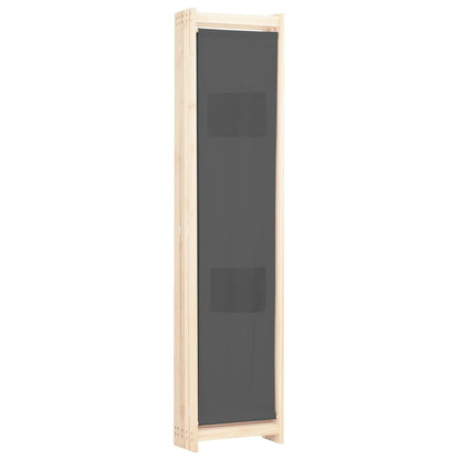 Divisorio a 5 Pannelli Grigio 200x170x4 cm in Tessuto