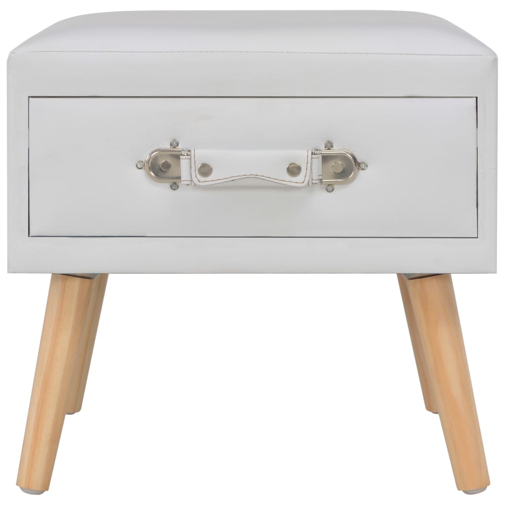 Comodino Bianco 40x35x40 cm in Similpelle