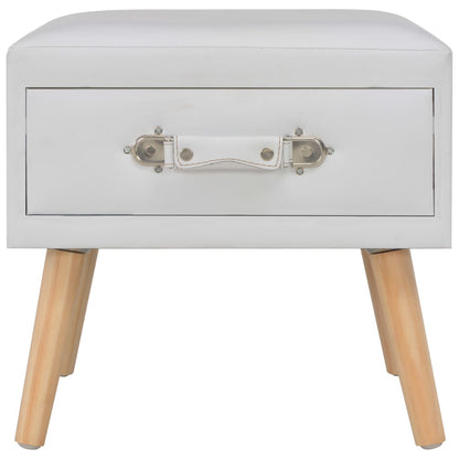 Comodino Bianco 40x35x40 cm in Similpelle